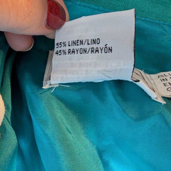 Karin Stevens 2- Piece Sheath Dress Short Sleeve Jacket Linen Embroidered Sz 10P - Picture 10 of 11